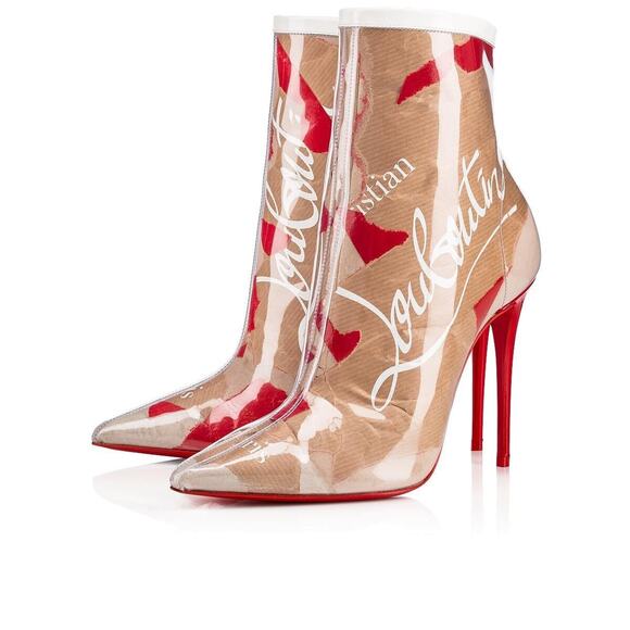 Christian Louboutin So Kate Booty 100 Loubi Kraft PVC Heel Ankle Bootie 36